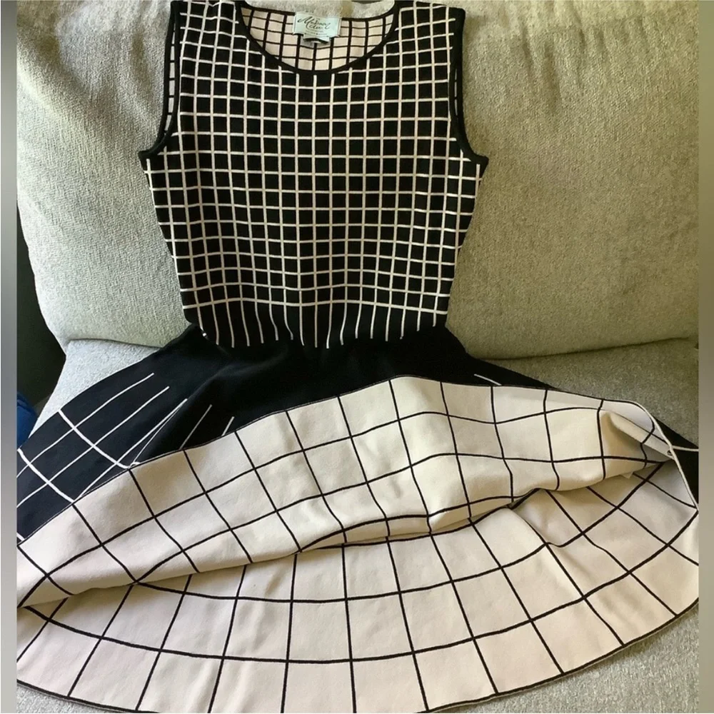 Kate Spade Madison Ave Collection Windowpane Knit Fit & Flare Dress Size S